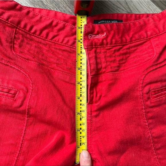 Marissa Webb Red Moto Skinny Jeans Zip Ankle Crop Fitted Denim Biker Pants 27 - Picture 8 of 12